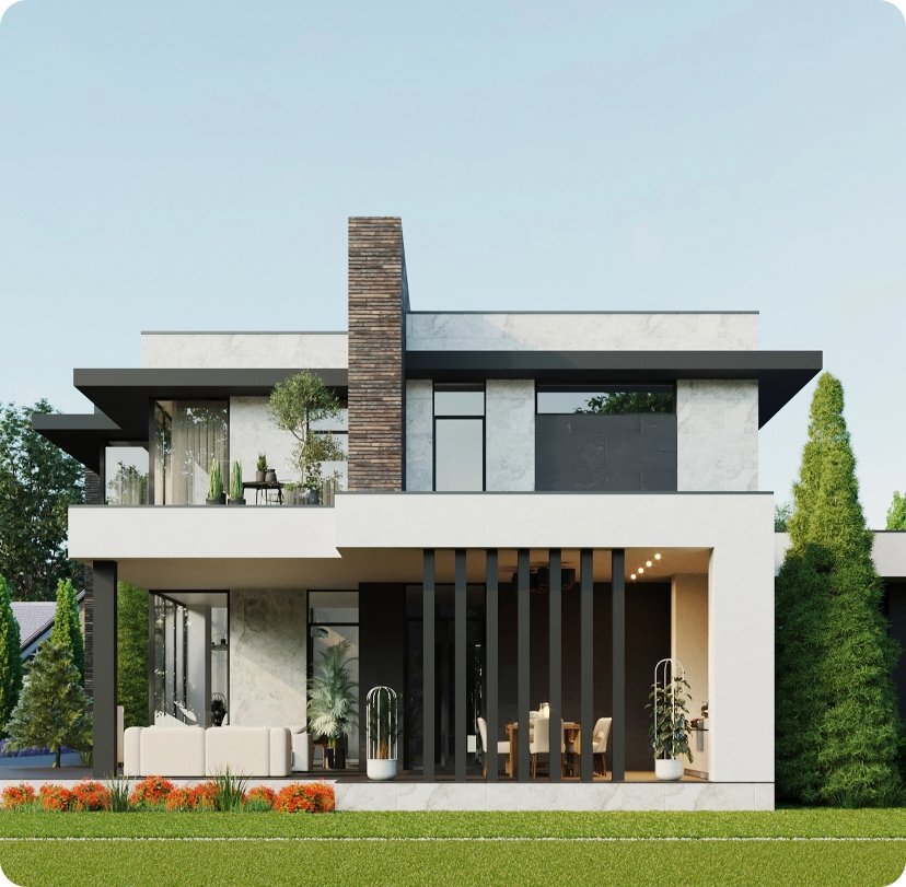 3d visualization house house nature with beautiful garden