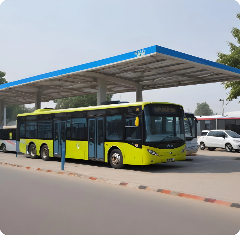 pikaso texttoimage EV bus stand