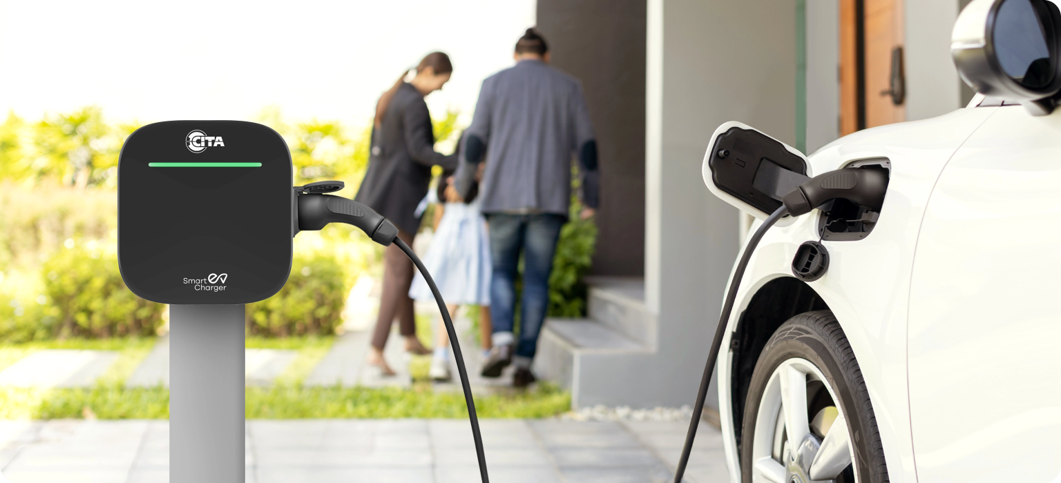 focus home charging station ev car blur progressive family background 1